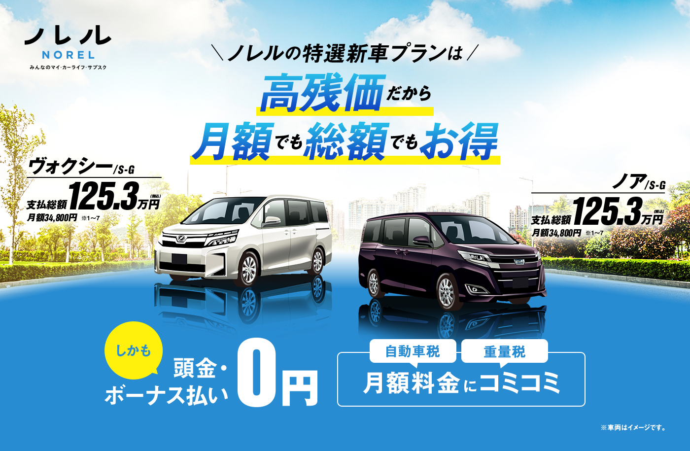 ノレルの特選新車プランは高残価だから月額でも総額でもお得