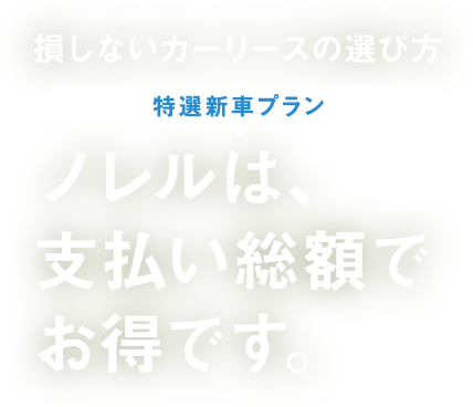 損しないカーリースの選び方 ノレルは、支払い総額でお得です。